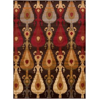 Budapest Meticulously Woven Brown Contemporary Ikat Abstract Rug (710 X 103)