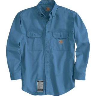 Carhartt Flame Resistant Twill Shirt with Pocket Flap   Blue, Large, Regular