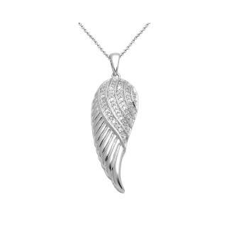 ONLINE ONLY   1/10 CT. T.W. Diamond Sterling Silver Feather Wing Pendant, Womens