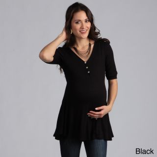 24/7 Comfort Apparel 24/7 Comfort Apparel Womens Solid V neck Maternity Tunic Black Size M (8  10)