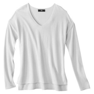 Mossimo Petites Long Sleeve V Neck Pullover Sweater   White XLP