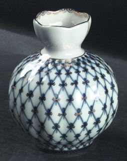 Lomonosov Cobalt Net 4 Bulbous Vase, Fine China Dinnerware   Cobalt Blue&Gold N