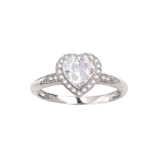 Bridge Jewelry Silver Tone Heart Cubic Zirconia Fashion Ring
