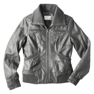 Xhilaration Juniors Faux Leather Jacket  Gray M
