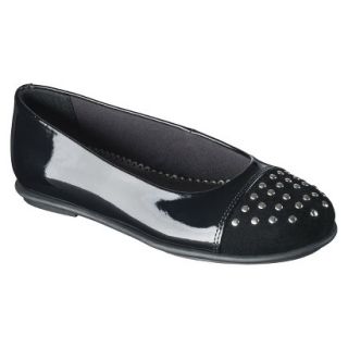 Girls Rachel Shoes Ava Patent Studded Flat   Black 13
