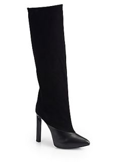 Jimmy Choo Derive Suede & Leather MIxed Media Knee High Boots   Black