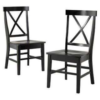 Dining Chair 2 piece American Simplicity X Back Side Chair   Black