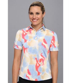 DKNY Golf Floral Print S/S Top Womens Short Sleeve Pullover (Blue)
