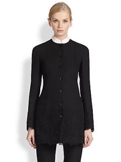 HONOR Daisy Lace Trimmed Coat   Black