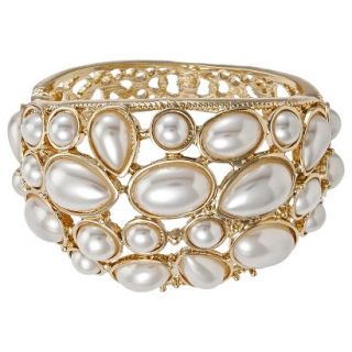 Womens Pearl Cluster Cuff Bracelet   Cream/Gold