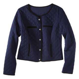 Merona Womens Quilted Bomber Jacket   Blue/Black   L