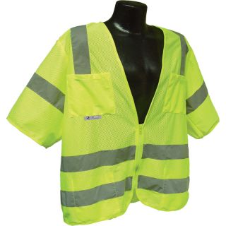 Radians Class 3 Short Sleeve Mesh Safety Vest   Lime, 2XL, Model SV83GM