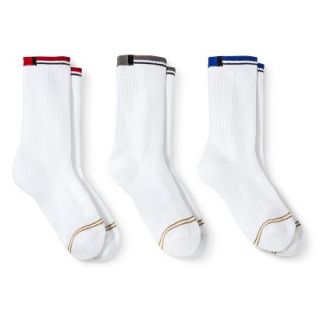 Signature GOLD by GoldToe Boys 3 Pack Casual Color Tip Crew Socks   White S