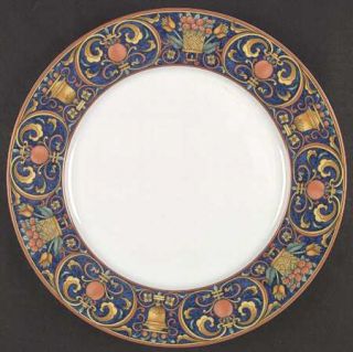 Pfaltzgraff Mazarine Dinner Plate, Fine China Dinnerware   Blue Band, Urns, Flow