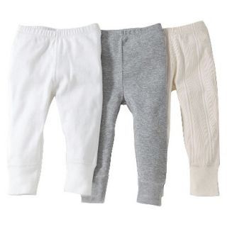 Burts Bees Baby Infant 3 Pack Footless Pant   Ivory/Grey/White 4T
