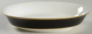 Mikasa Onyx 10 Oval Vegetable Bowl, Fine China Dinnerware   Black Rim,White Cen