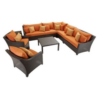 Deco 9 Piece Wicker Patio Sectional Seating Furniture Set   Orange
