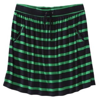 Merona Womens Plus Size Front Pocket Knit Skirt   Navy/Green 3