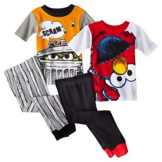 Elmo Toddler Boys 4 Piece Short Sleeve Pajama Set   Red 2T