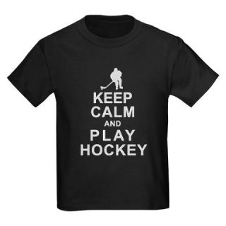  Keep Calm and Play Hockey Kids Dark T Shirt
