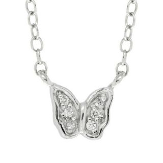 Lily Nily Sterling Silver Cubic Zirconia Childrens Butterfly Necklace