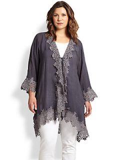 Johnny Was, Sizes 14 24 Blooming Border Coverup   Graphite