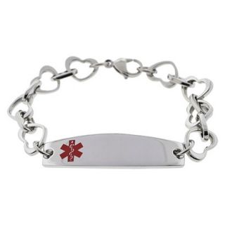 Hope Paige Medical ID Stainless Steel Heartlink Bracelet   Size 6.75