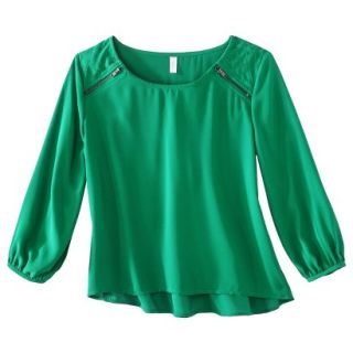 Xhilaration Juniors Long Sleeve Quilted Top   Graphic Green S(3 5)