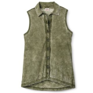 Mossimo Supply Co. Juniors Sleeveless Button Down Top   Tanglewood Green L(11 