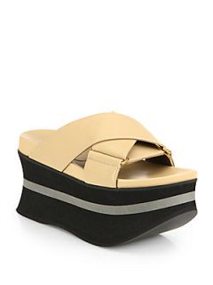 Marni Crisscross Leather Platform Sandals   Soft Beige