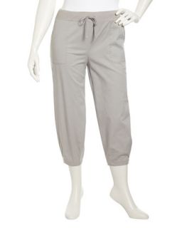 Slouchy Stretch Twill Pants, Silver, Womens