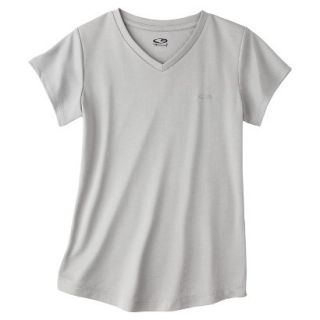 C9 by Champion Girls Duo Dry Short Sleeve V  Neck Tech Tee   Grey XS