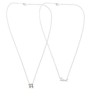 2 Piece Necklace Set with Love Charms   Gold/Silver