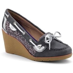 Sperry Top Sider Womens Goldfish Graphite Sequin Wool Shoes, Size 8 M   9289026