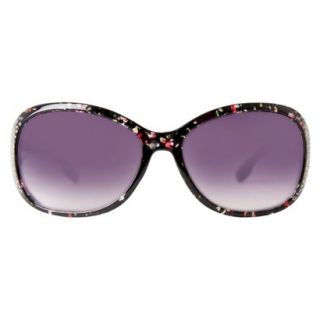 Womens Plastic Round Sunglasses with Rhinestones   Purple Floral
