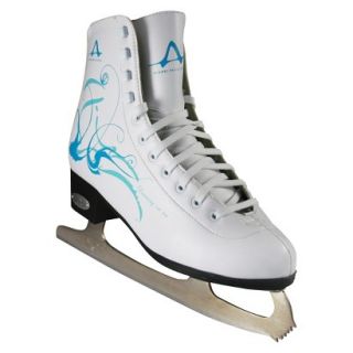 American Ladies Figure Skate   White with Turquoise (8)