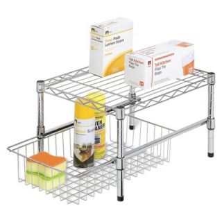 Honey Can Do Adjustable Shelf w/ Basket Cabinet Organizer   Silver
