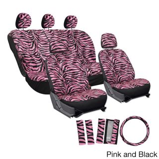 Oxgord Velour Zebra / Tiger Seat Covers 17 piece Set Striped Safary For Low Back Bucket Seats