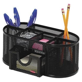 Rolodex Steel Mesh Pencil Cup Organizer with Eight Compartments   Black