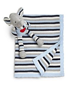 Elegant Baby Infants Two Piece Knittie Bittie Blanket & Plush Elephant Set   Na