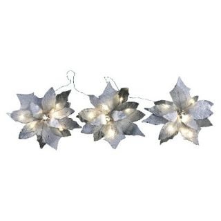 LED Poinsettia Flower Garland   White (3pc)