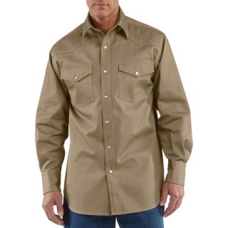 Carhartt Ironwood Snap Front Twill Work Shirt   Khaki, XL Tall, Model S209
