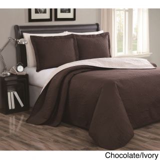 Private Label Cambria 3 piece Reversible Quilt Set Brown Size Queen