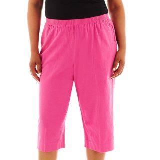 Alfred Dunner Cotton Sheeting Capris   Plus, Magenta, Womens