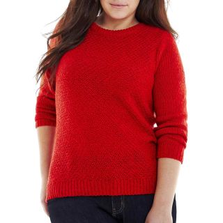 St. Johns Bay St. John s Bay Marled Crewneck Sweater   Plus, Red, Womens