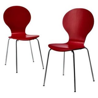 Dining Chair Stacking Chair   Red   Set of 2