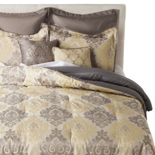 Jacquard 8 Piece Comforter Set   Gray/Yellow (California King)