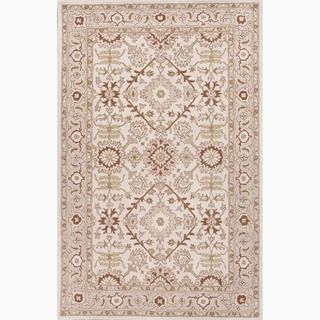 Hand made Ivory/ Red Wool Easy Care Rug (9x12)