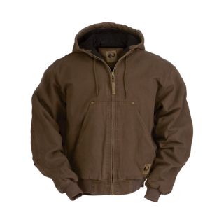 Berne Original Washed Hooded Jacket   Quilt Lined, Bark, 2XL, Model HJ375
