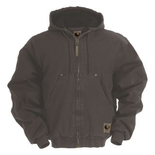 Berne Original Washed Hooded Jacket   Quilt Lined, Gray, Large Tall, Model HJ375